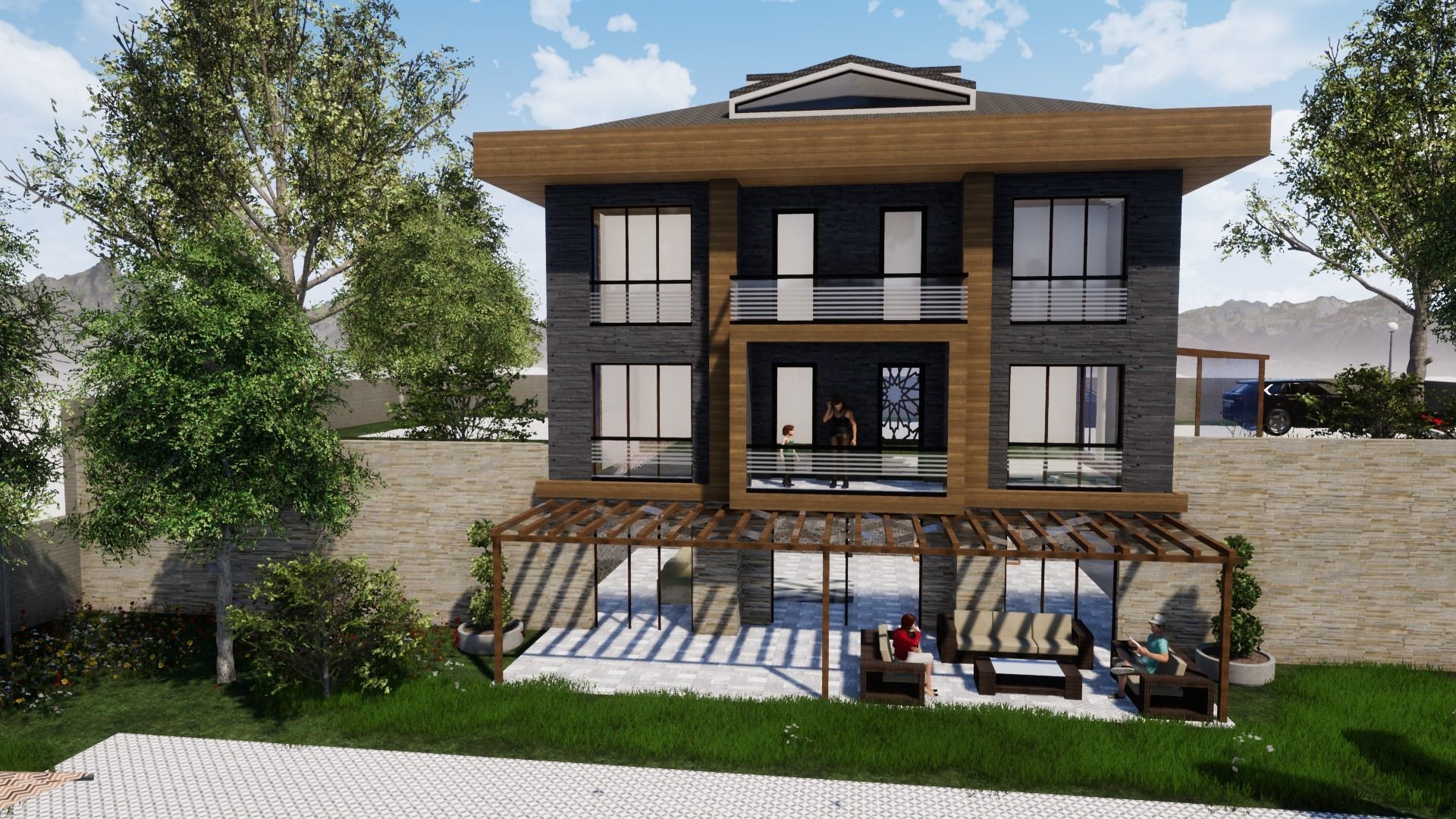 TRIPLEX HOUSE Free low-poly 3D model_2