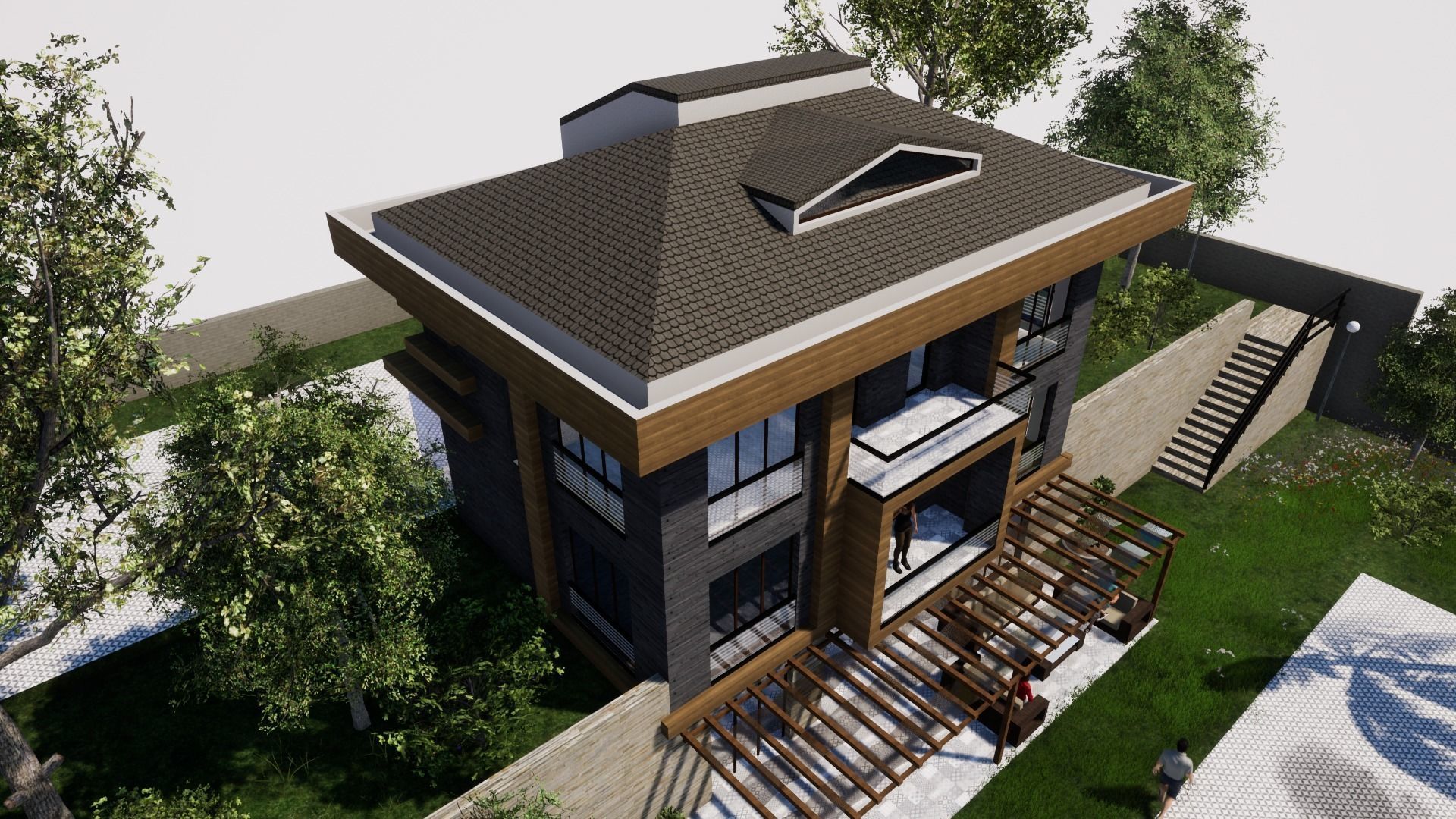 TRIPLEX HOUSE Free low-poly 3D model_18