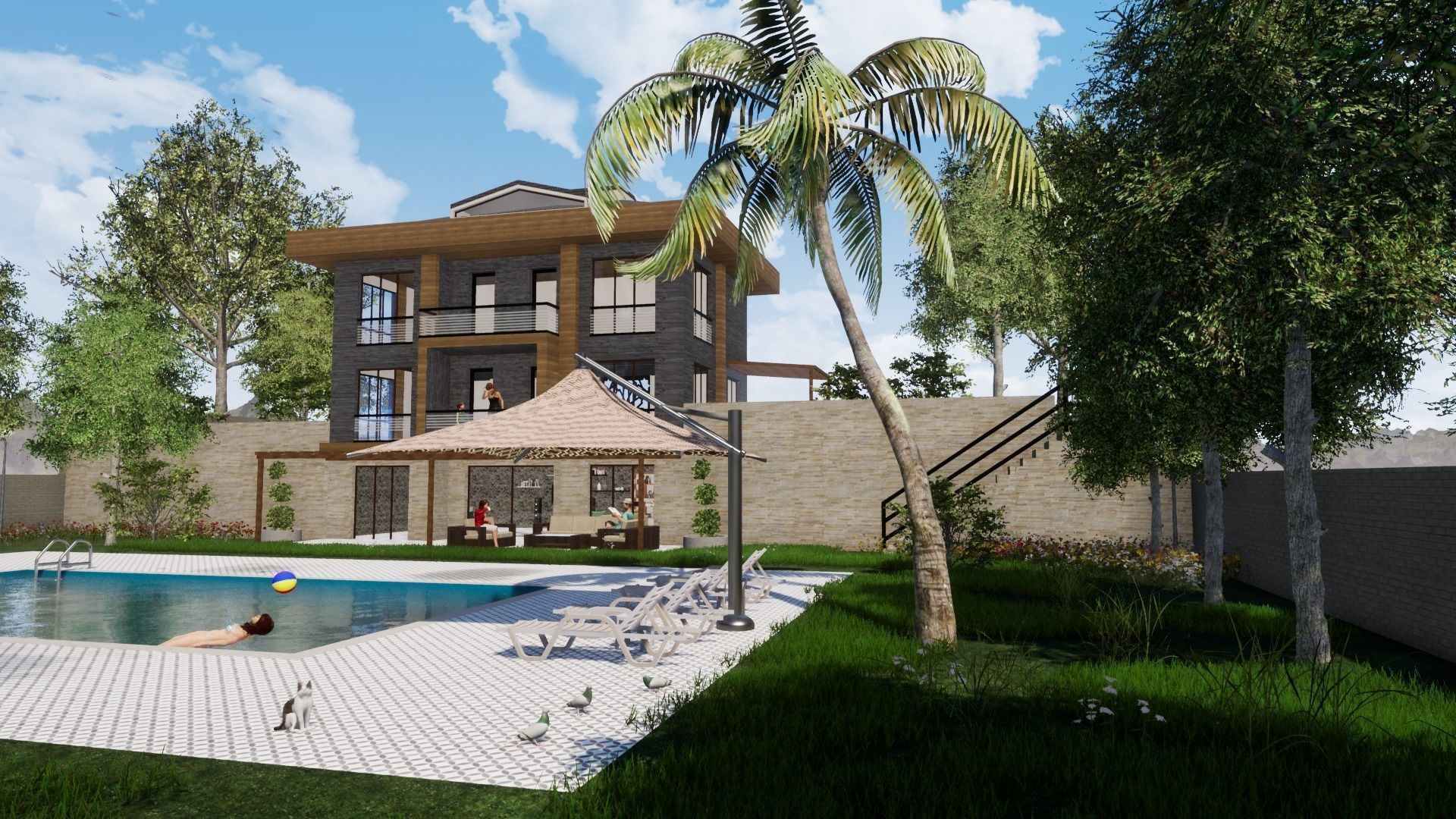 TRIPLEX HOUSE Free low-poly 3D model_13