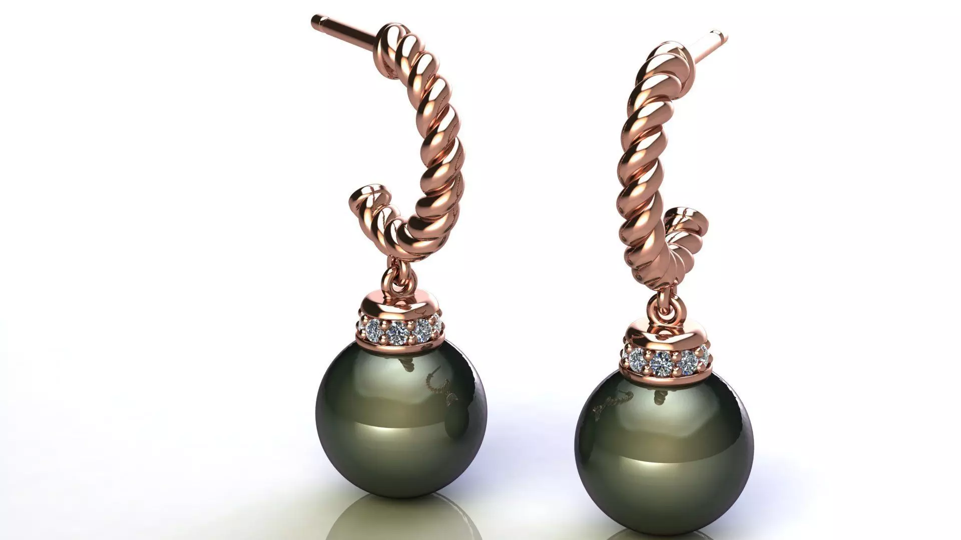 Hoop Earring with Diamonds and Pearl 3D print model