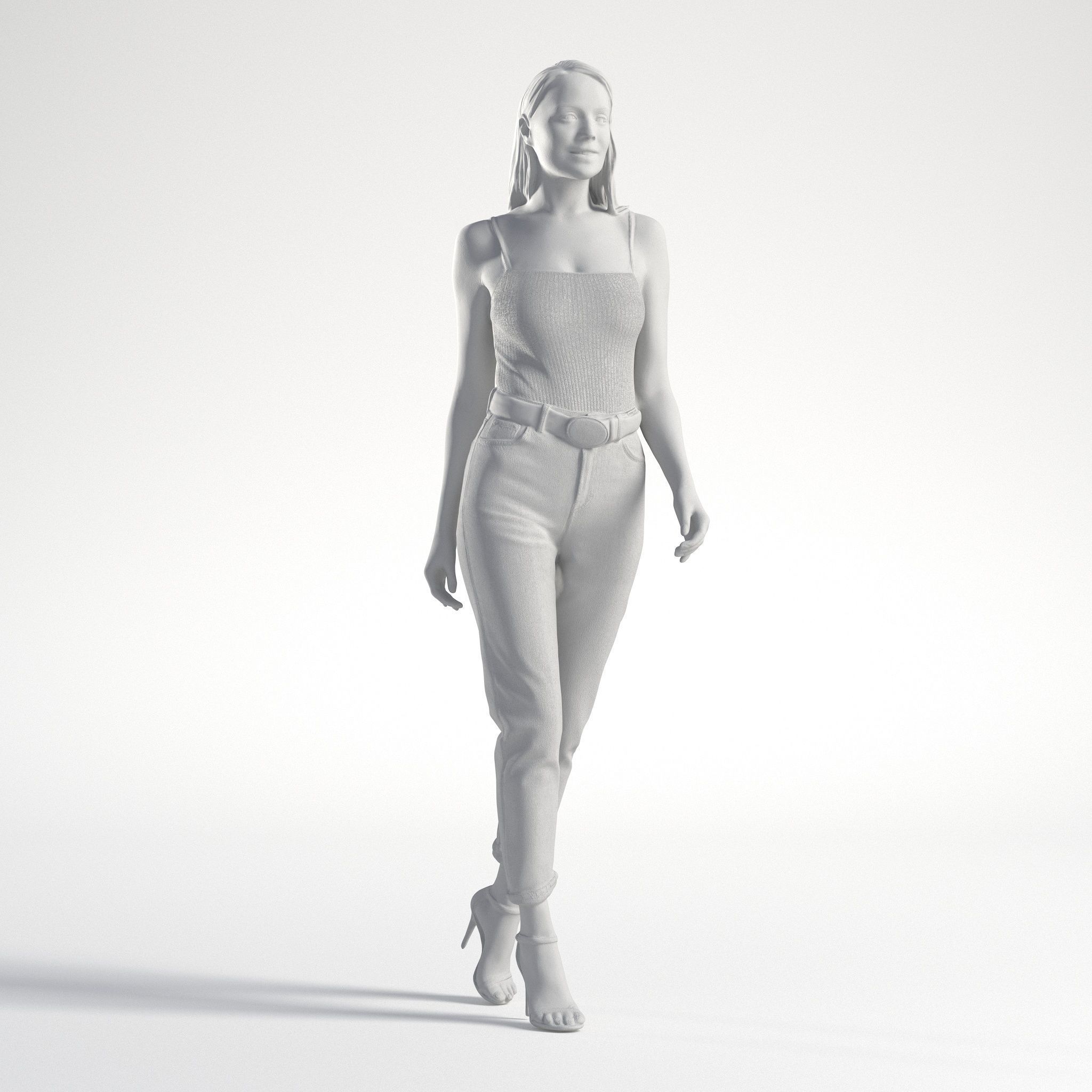 Woman Summer Casual Walking Low poly Elena 1058 3D model_8
