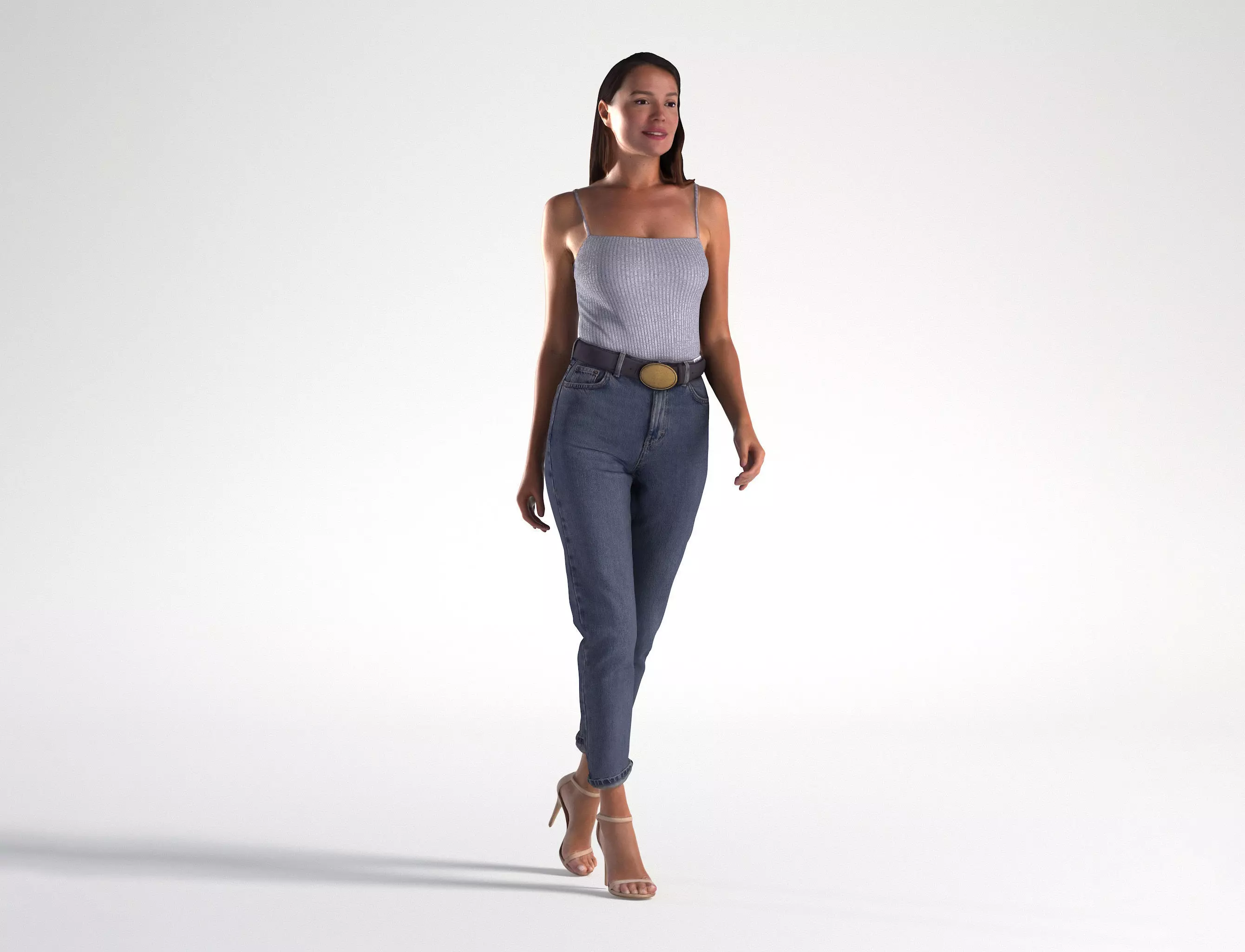 Woman Summer Casual Walking Low poly Elena 1058 3D model_0