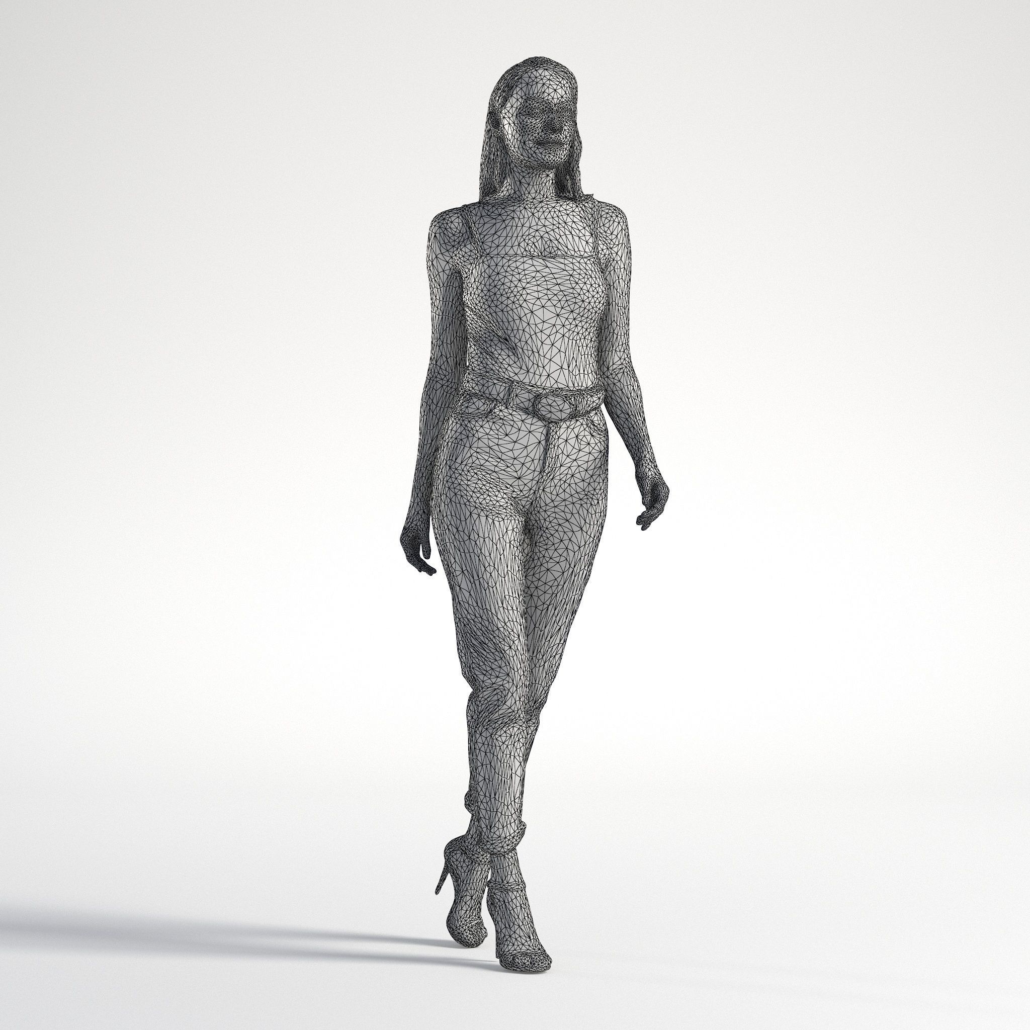 Woman Summer Casual Walking Low poly Elena 1058 3D model_9