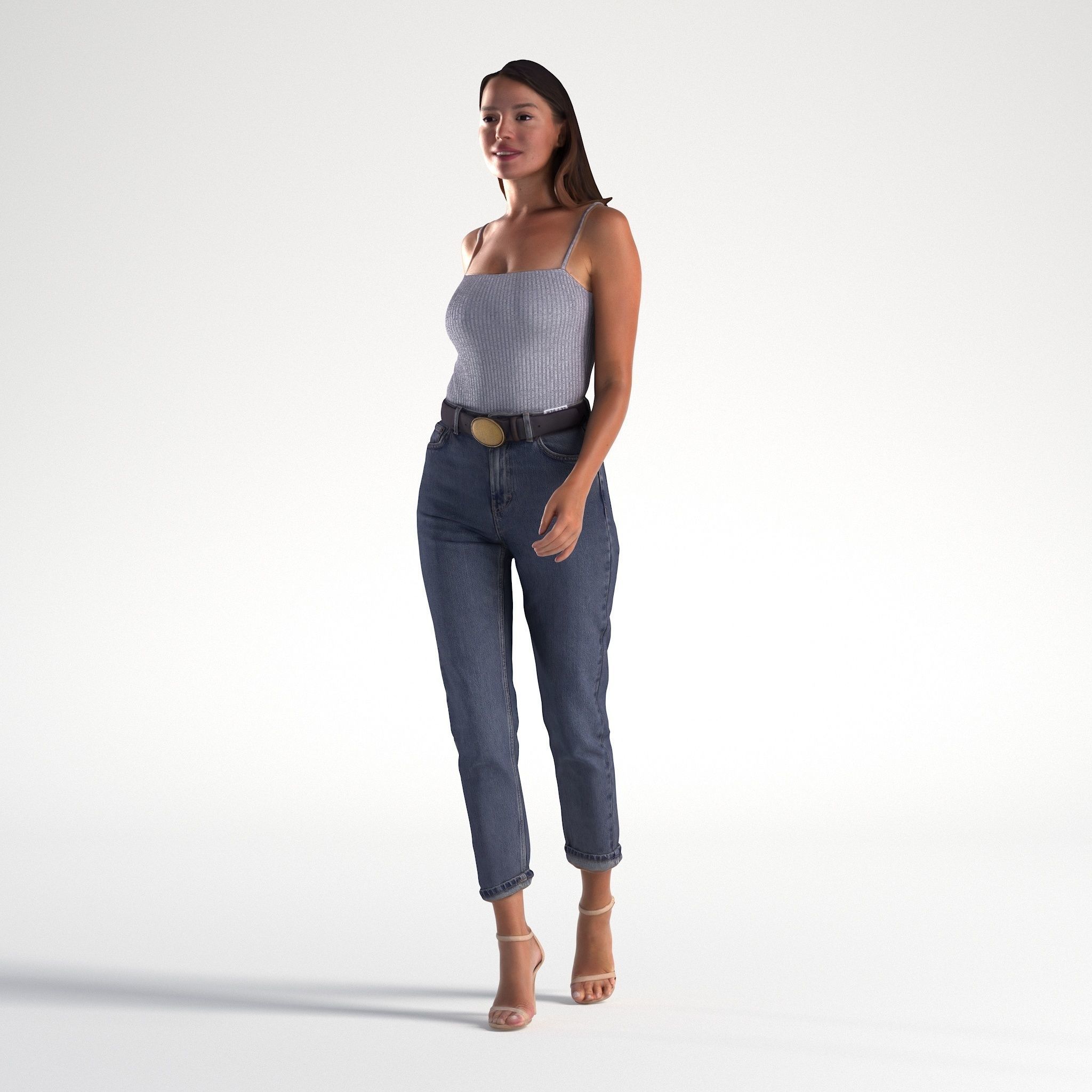 Woman Summer Casual Walking Low poly Elena 1058 3D model_7