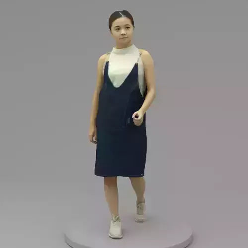 A Young Woman Walking Along