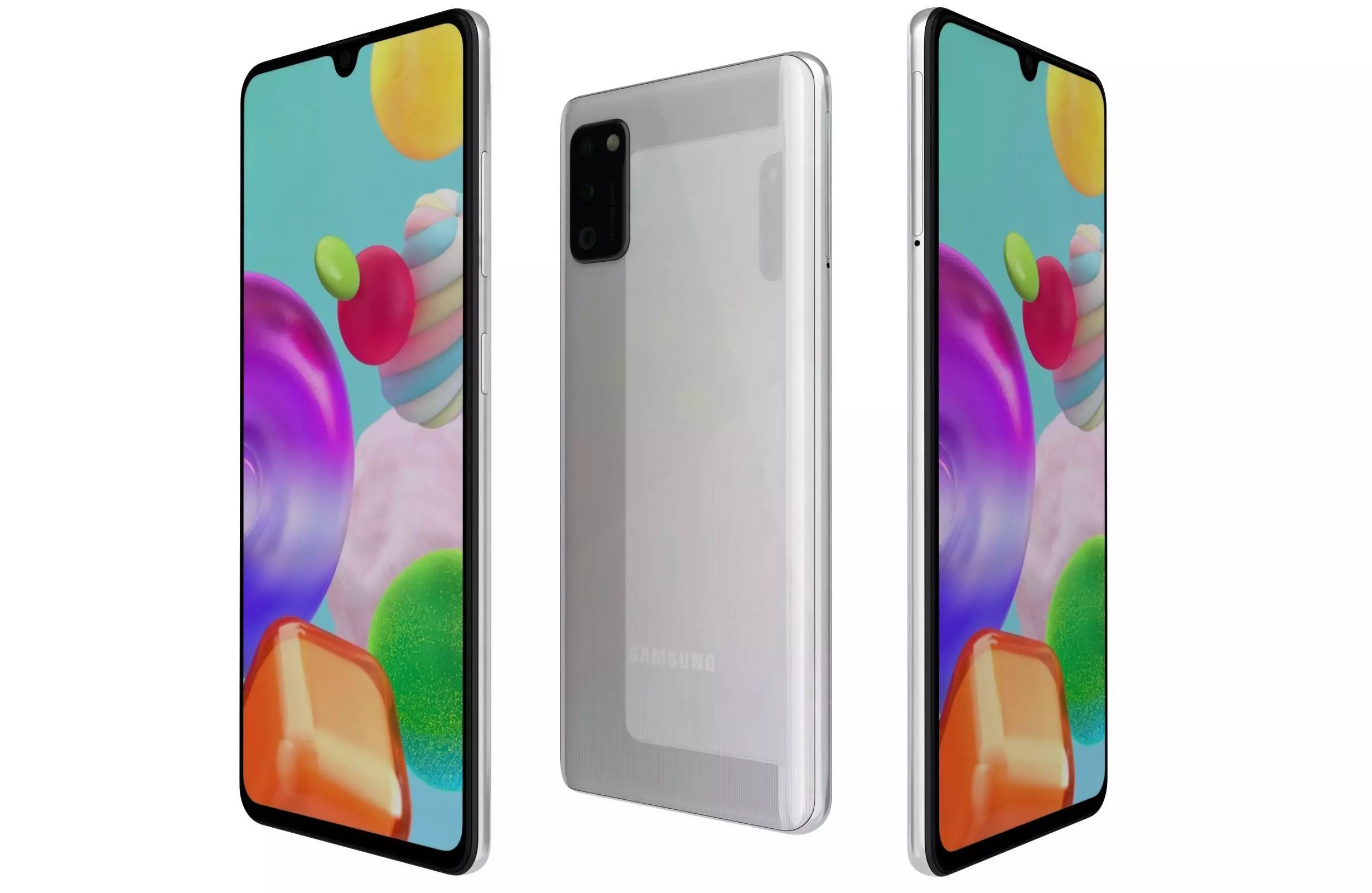 Samsung Galaxy A41 Prism Crush Silver 3D model_0