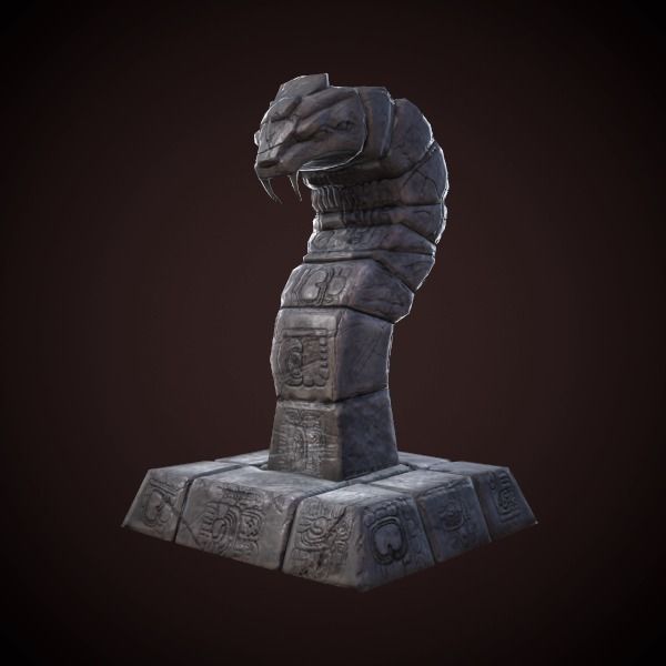 Mayan statue snake Low-poly 3D model