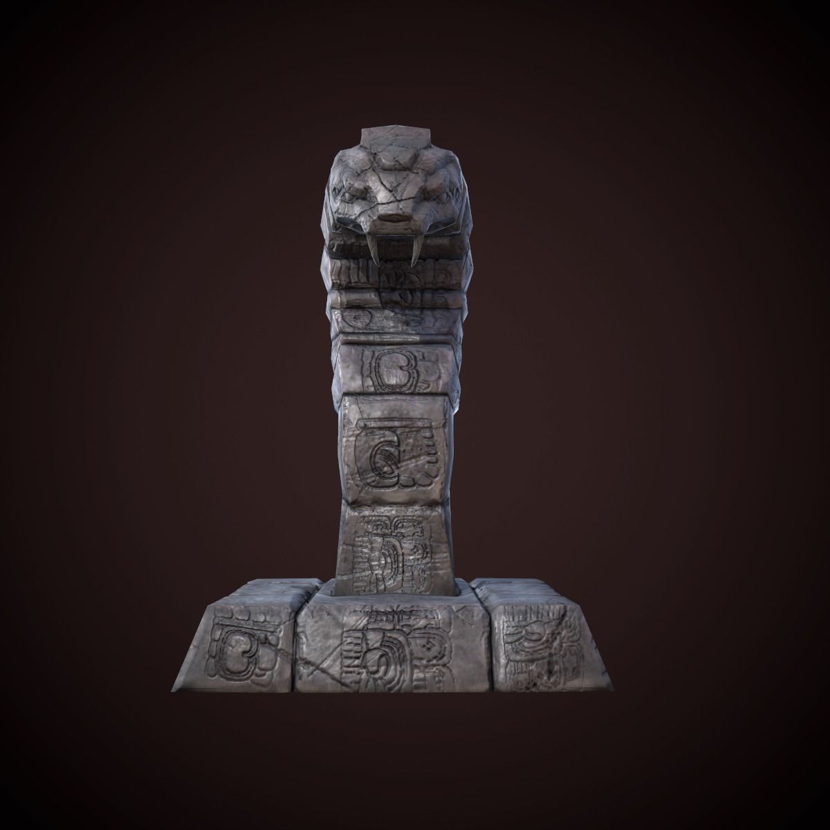 Mayan statue snake 3D Model Game ready .fbx