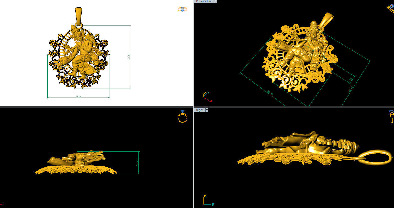 Krishna Pendent 3D CAD model ready to print 3D print model_6