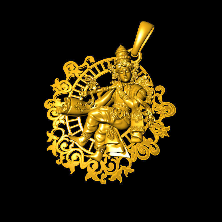 Krishna Pendent 3D CAD model ready to print 3D print model_4