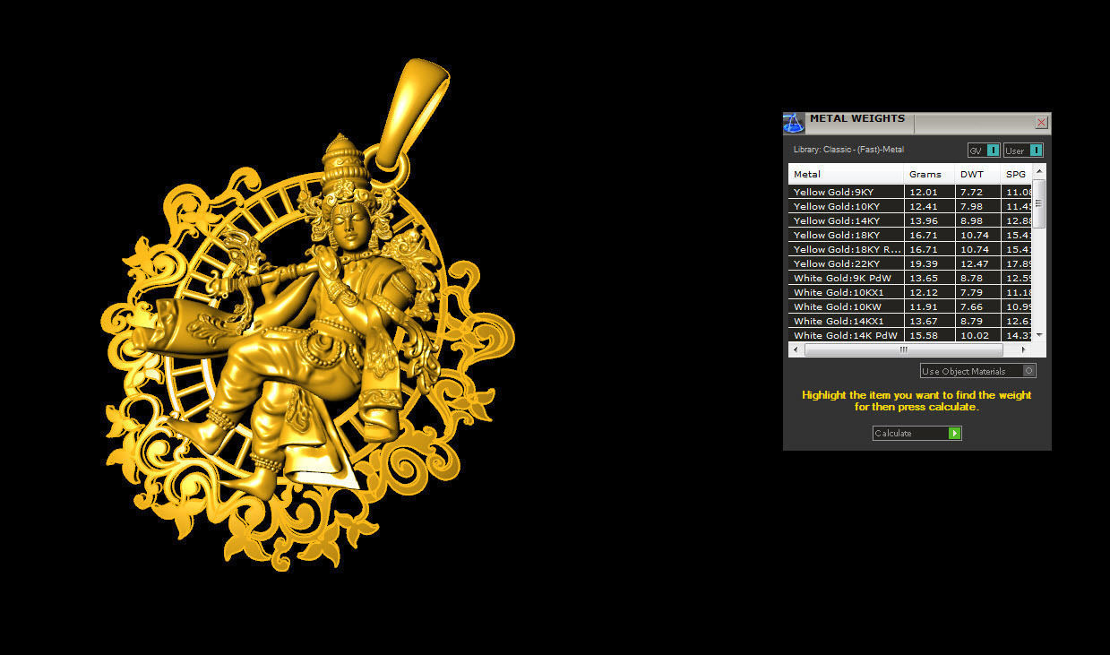 Krishna Pendent 3D CAD model ready to print 3D print model_5