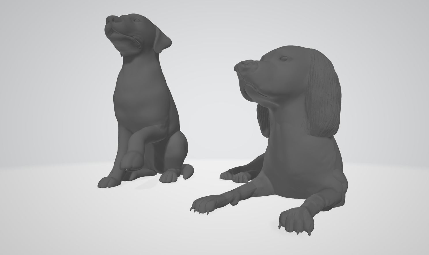 Dog 3d print two dogs 3D print model_1