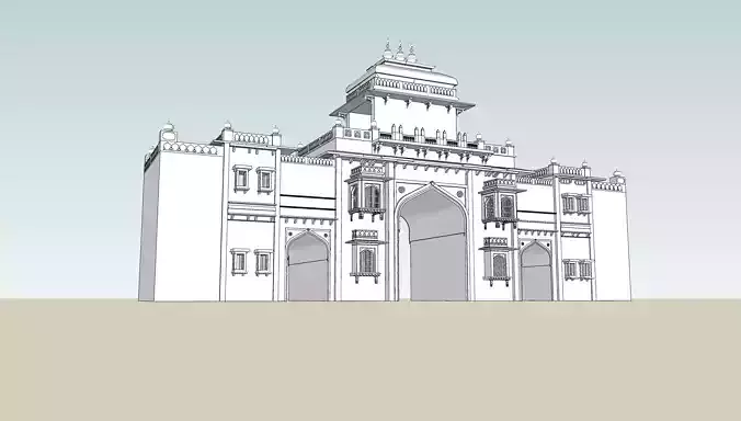 indian jodhpuri stone ghanta ghar sumer gate 3d modal  Low-poly 3D model