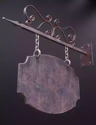 Signboard 2 old rusty sign hanging on wall