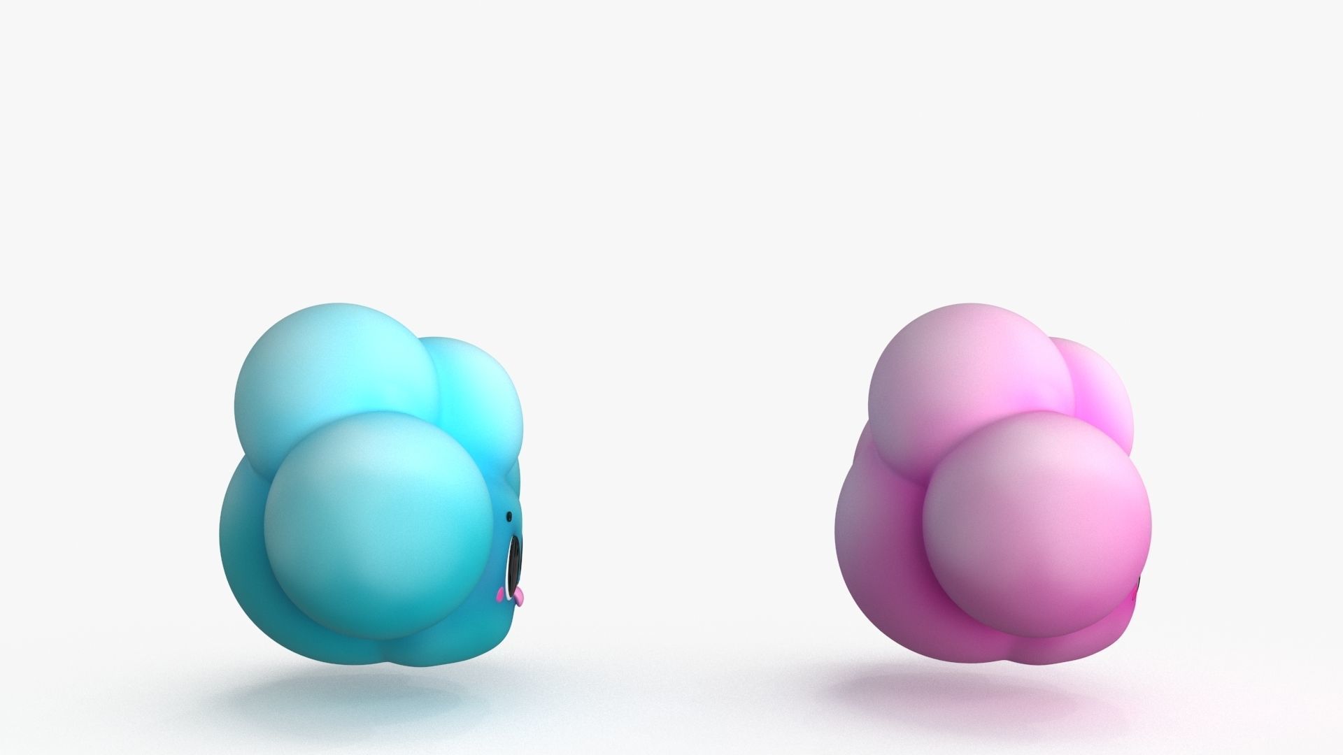 Cartoon Kawaii Cloud Low-poly 3D model_5