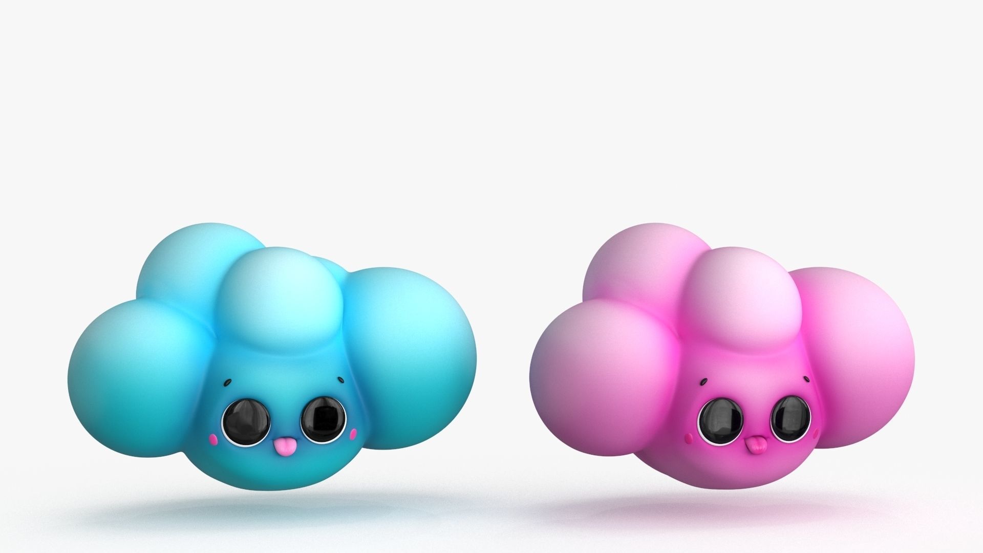 Cartoon Kawaii Cloud Low-poly 3D model_3