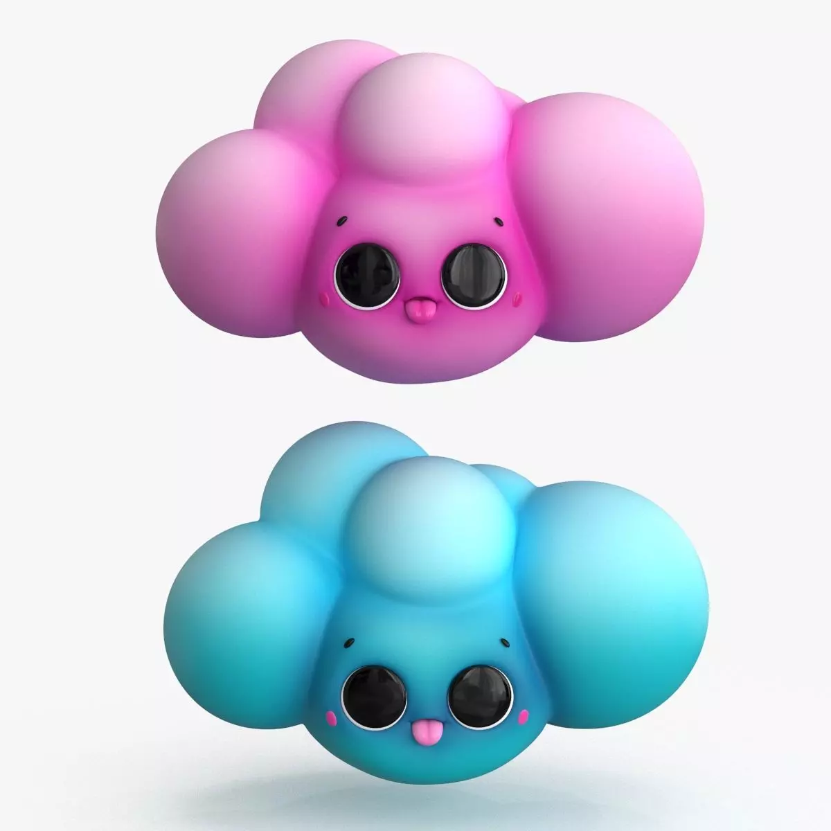 Cartoon Kawaii Cloud Low-poly 3D model_0