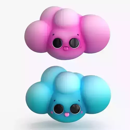 Cartoon Kawaii Cloud Low-poly 3D model Cartoon Kawaii Cloud Low-poly 3D model