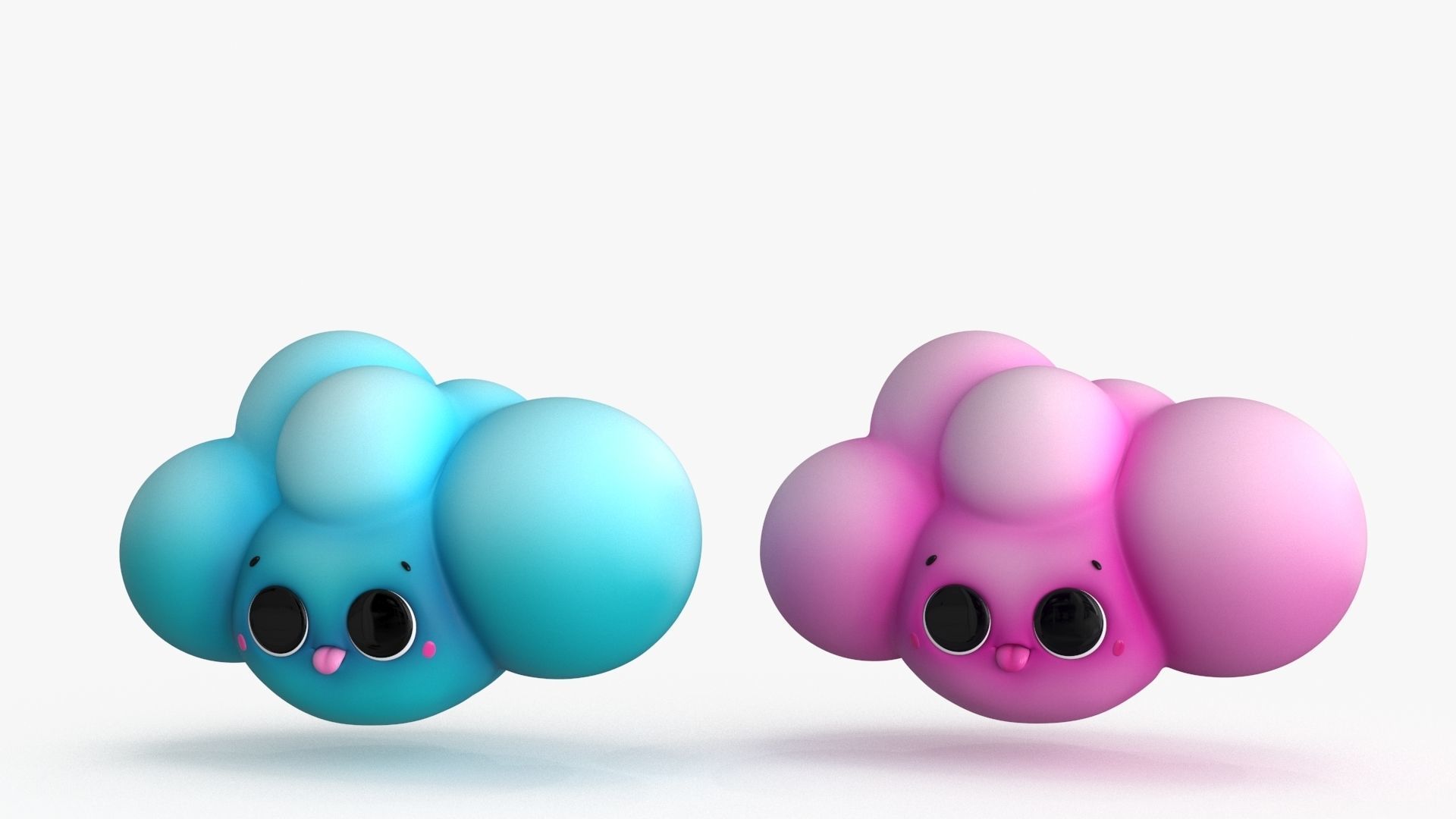 Cartoon Kawaii Cloud Low-poly 3D model_13