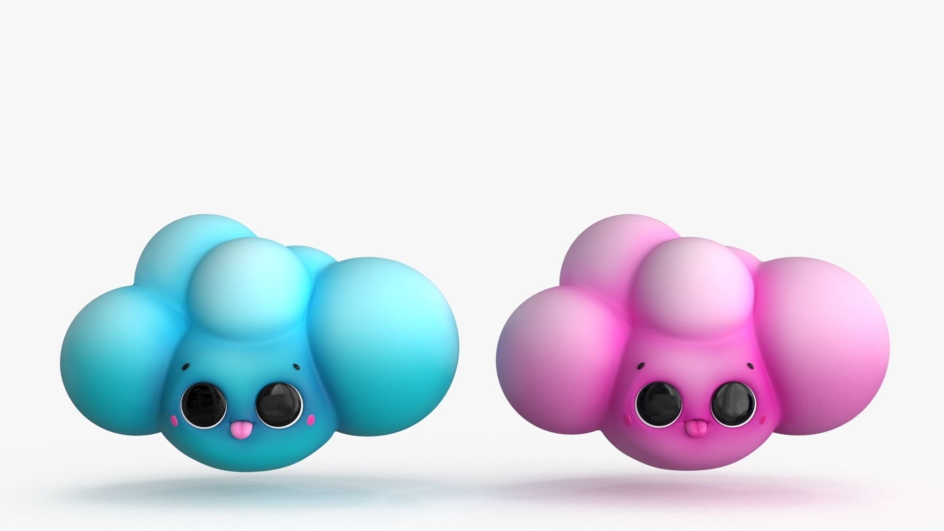 Cartoon Kawaii Cloud Low-poly 3D model_2