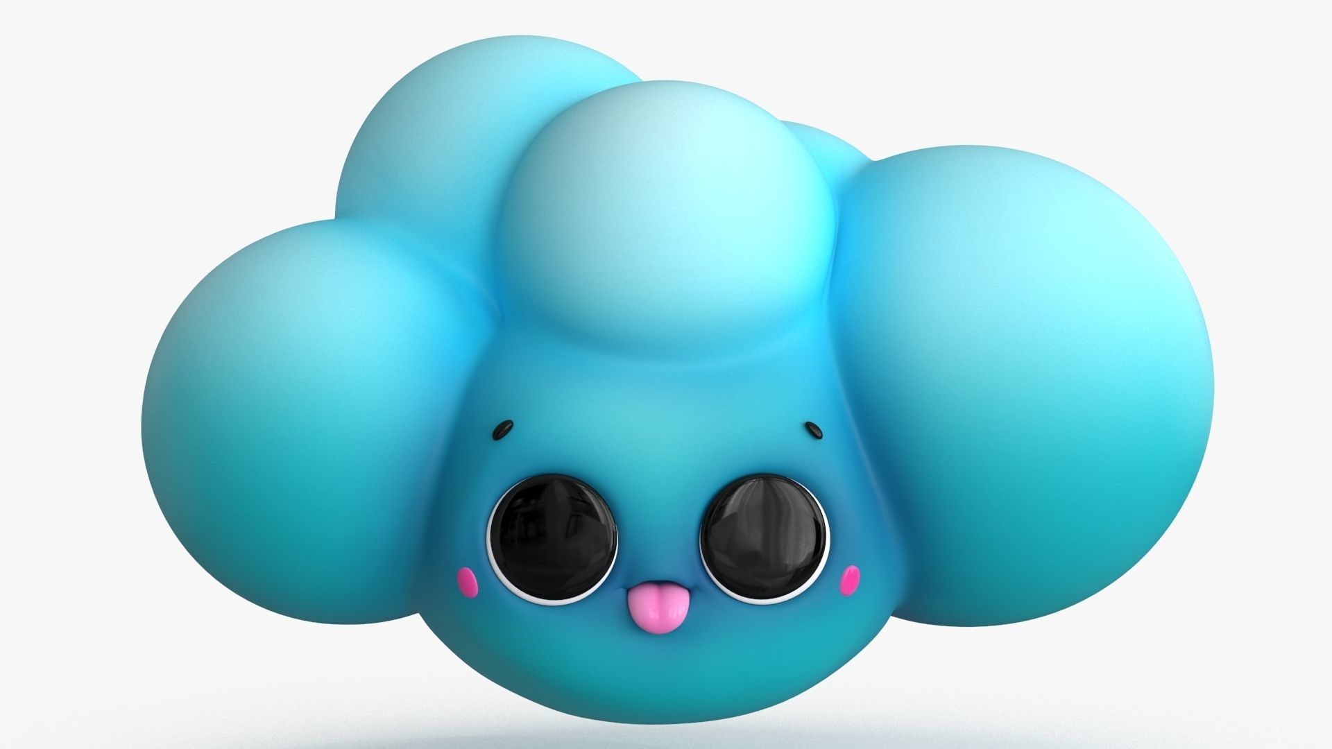 Cartoon Kawaii Cloud Low-poly 3D model_14