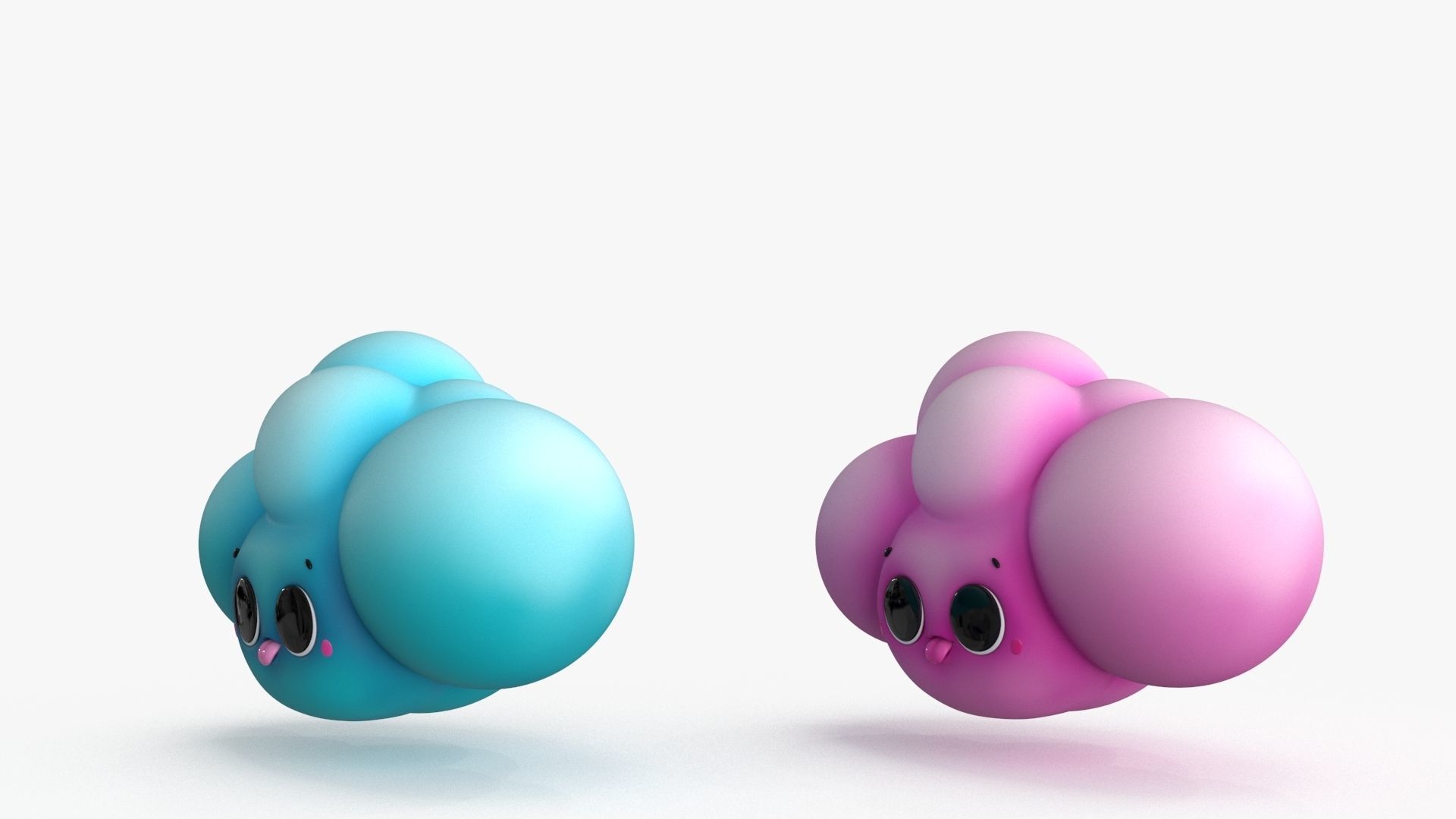 Cartoon Kawaii Cloud Low-poly 3D model_12