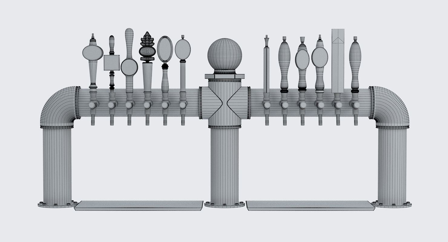 Industrial Pipe Draft Beer Towers 2 3D model_8