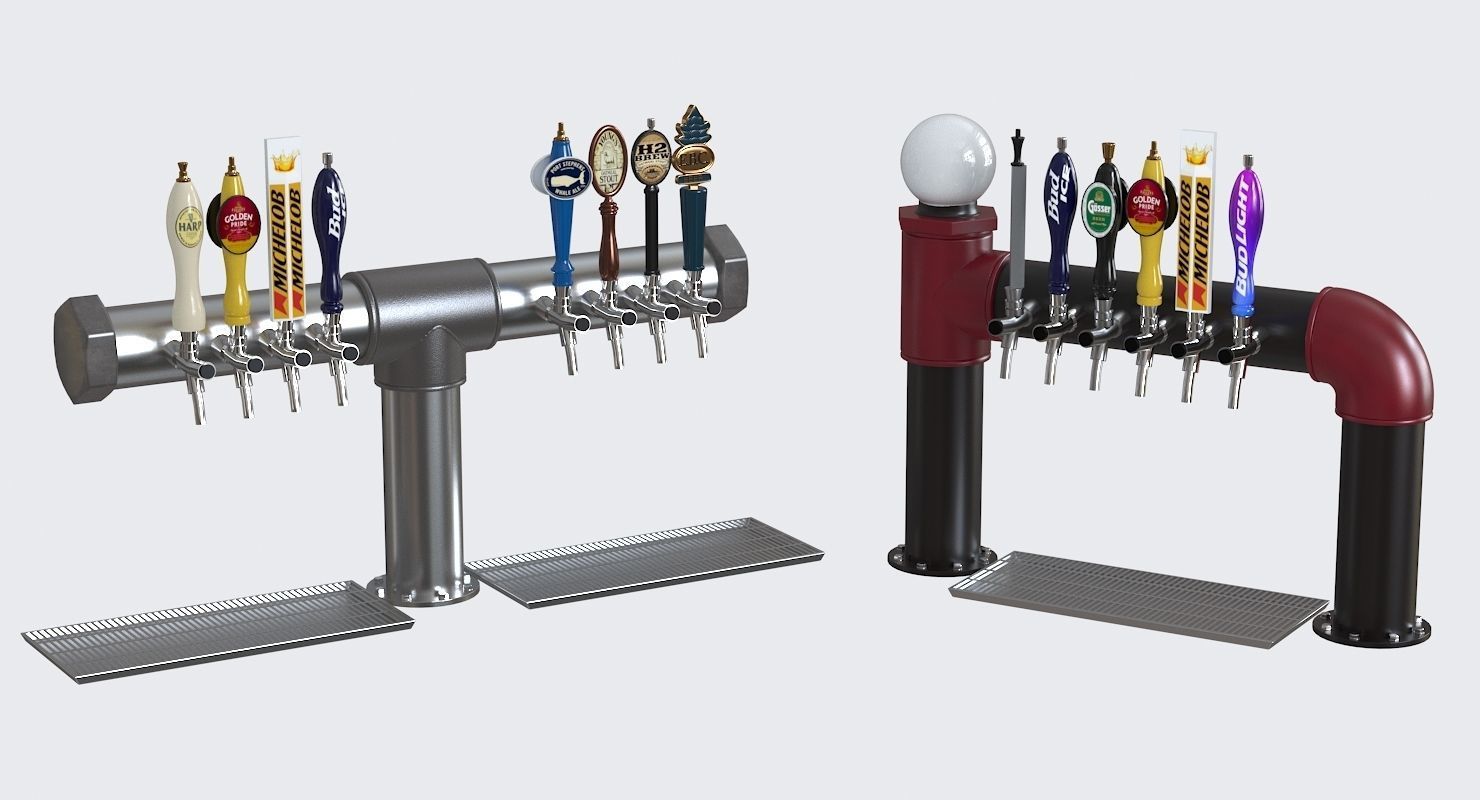 Industrial Pipe Draft Beer Towers 2 3D model_4