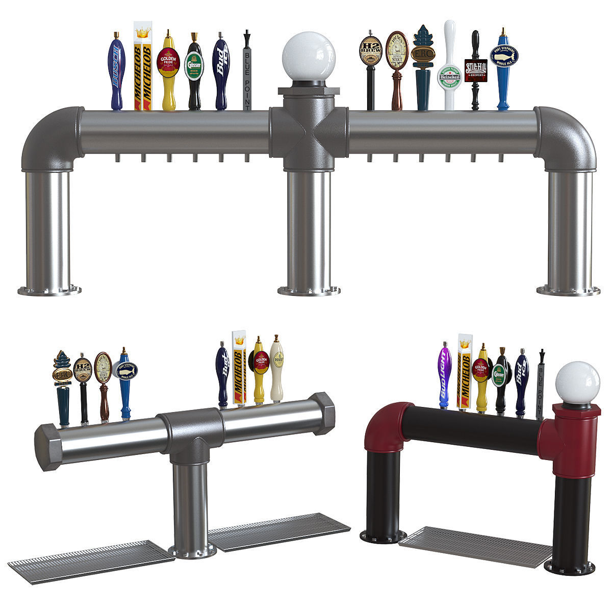 Industrial Pipe Draft Beer Towers 2 3D model_1