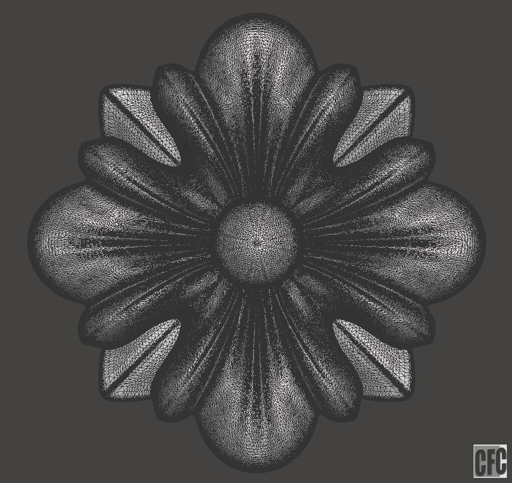 WoodCarving floral detail - 3d model for CNC - FlowerCFC14 3D print model_7