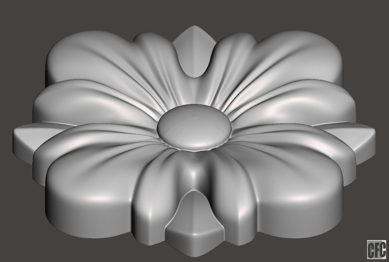 WoodCarving floral detail - 3d model for CNC - FlowerCFC14 3D print model_2