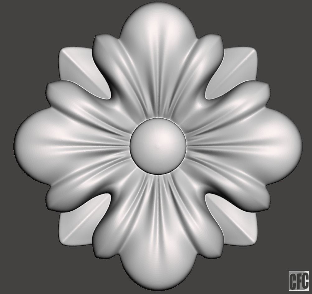 WoodCarving floral detail - 3d model for CNC - FlowerCFC14 3D print model_1