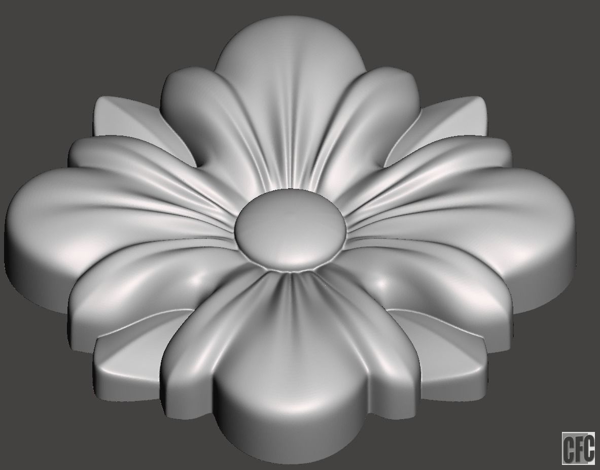 WoodCarving floral detail - 3d model for CNC - FlowerCFC14 3D print model_3