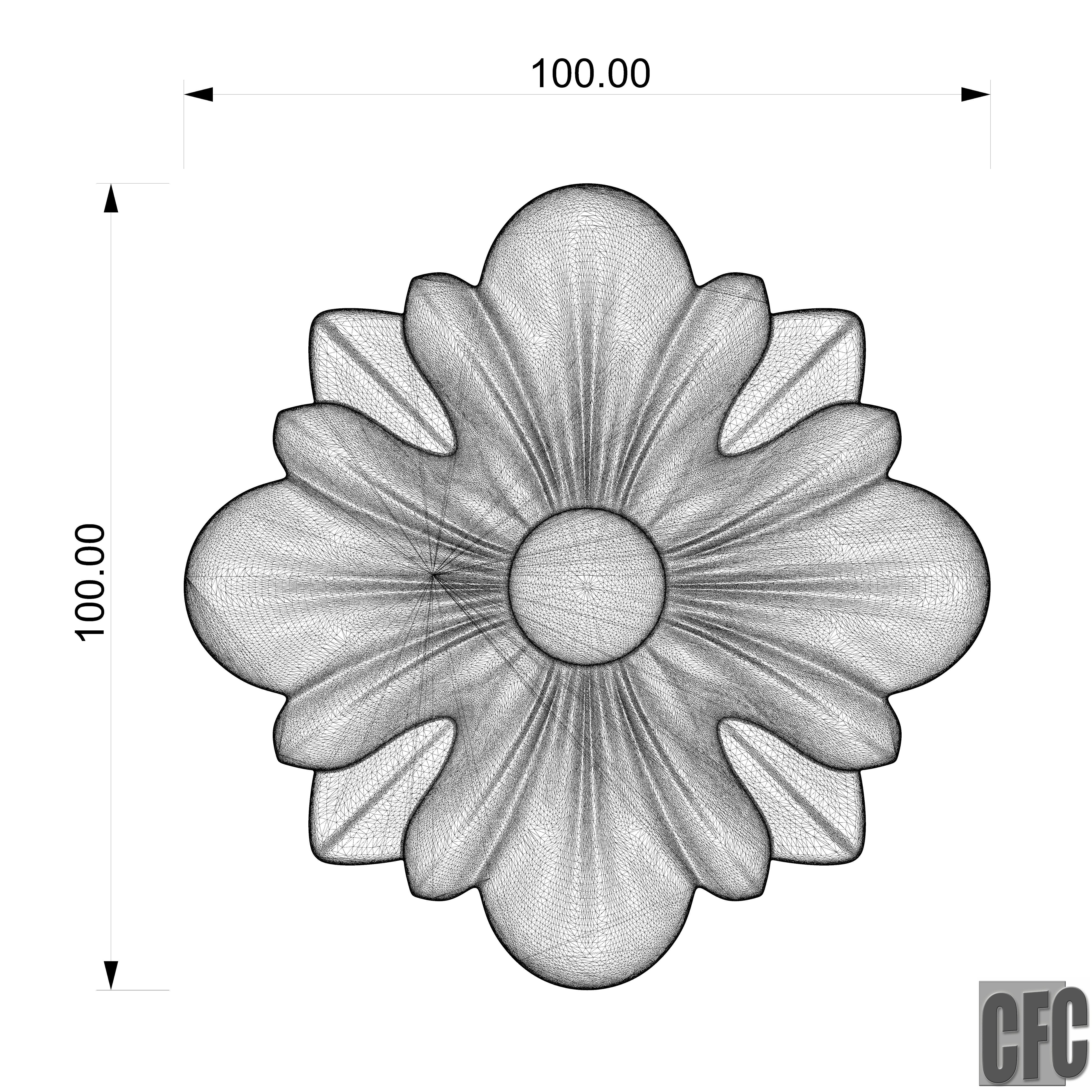 WoodCarving floral detail - 3d model for CNC - FlowerCFC14 3D print model_18