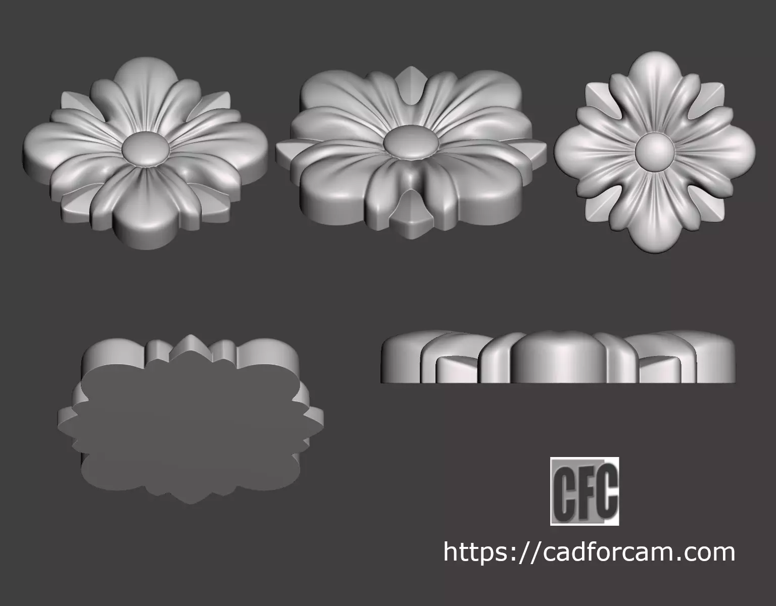 WoodCarving floral detail - 3d model for CNC - FlowerCFC14 3D print model_0