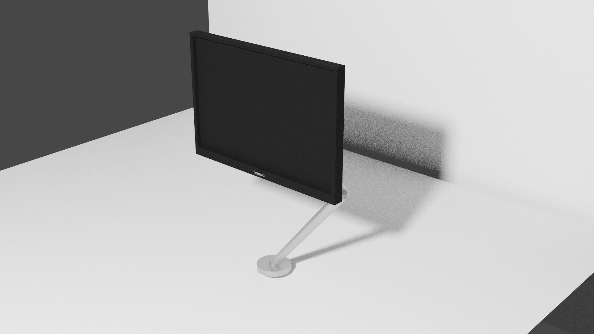Curved and Flat Monitors with Monitor Arm and Keyboard in Office 3D model_2