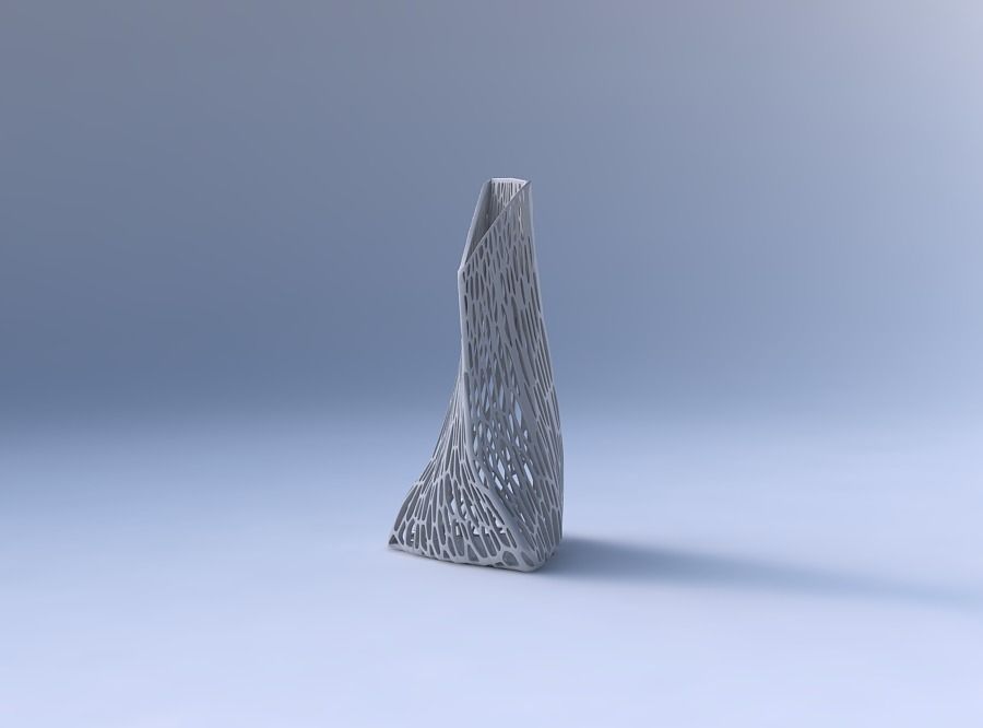 Vase twist grounded tipping triangle with fine organic lattice 3D print model_4