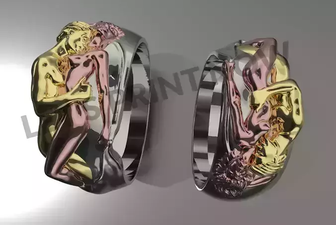 Adam and Eve ring 3D print model
