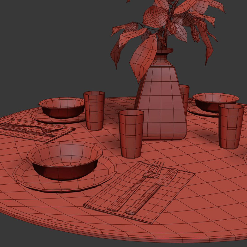Table setting with the branch  3D model_7