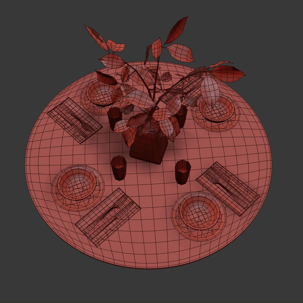 Table setting with the branch  3D model_5