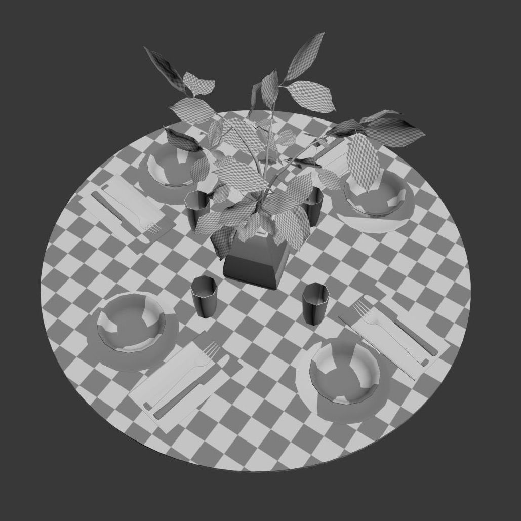 Table setting with the branch  3D model_9