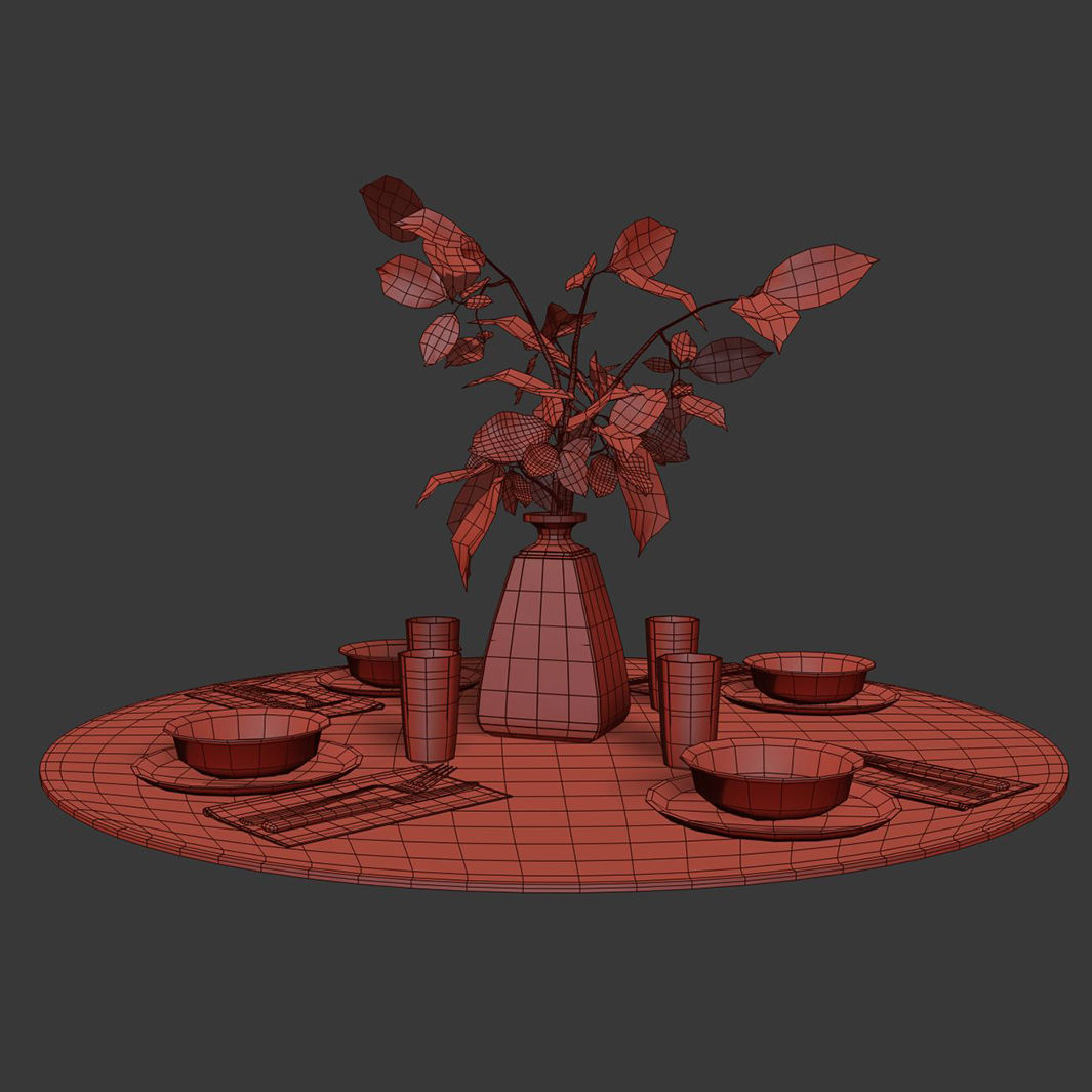 Table setting with the branch  3D model_3