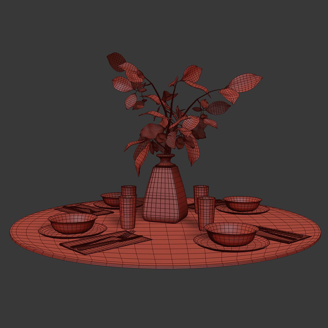 Table setting with the branch  3D model_4