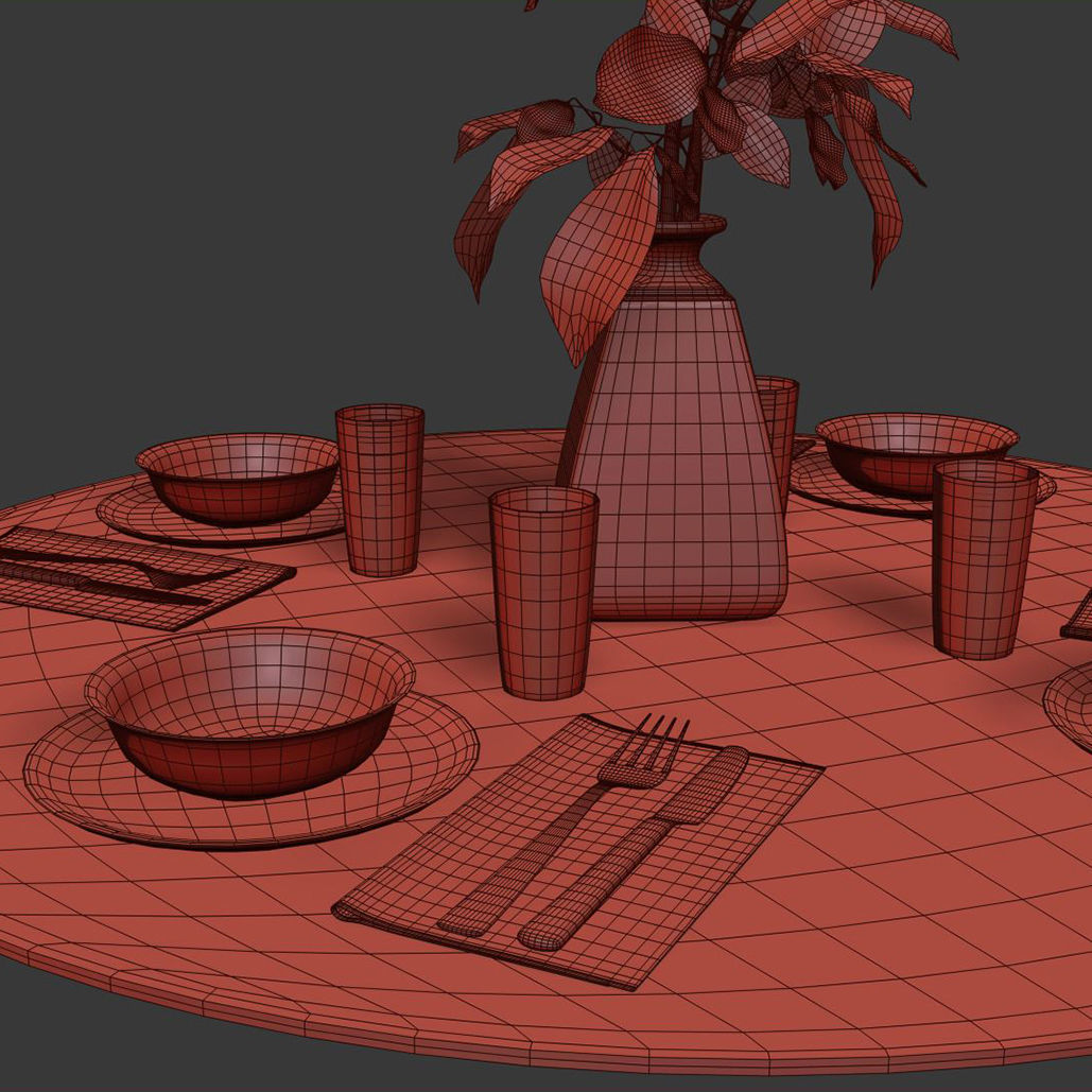Table setting with the branch  3D model_8