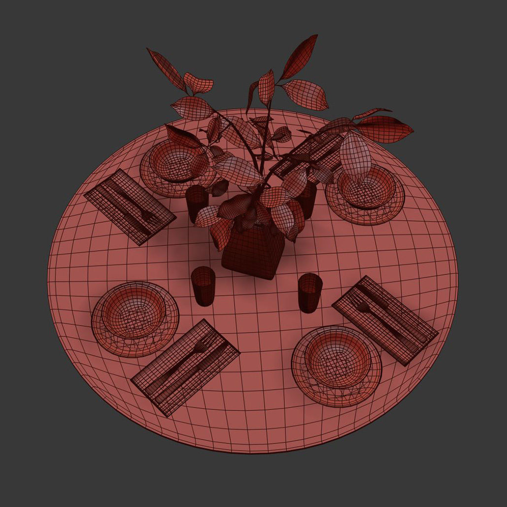 Table setting with the branch  3D model_6