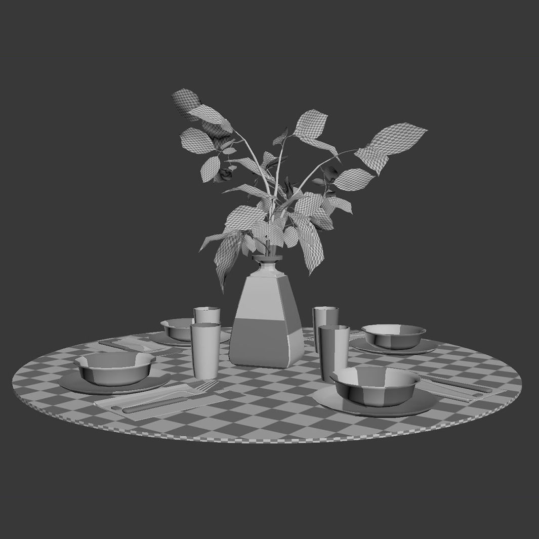 Table setting with the branch  3D model_10