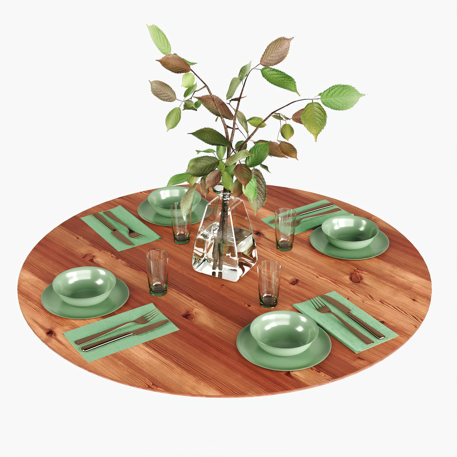 Table setting with the branch  3D model_2
