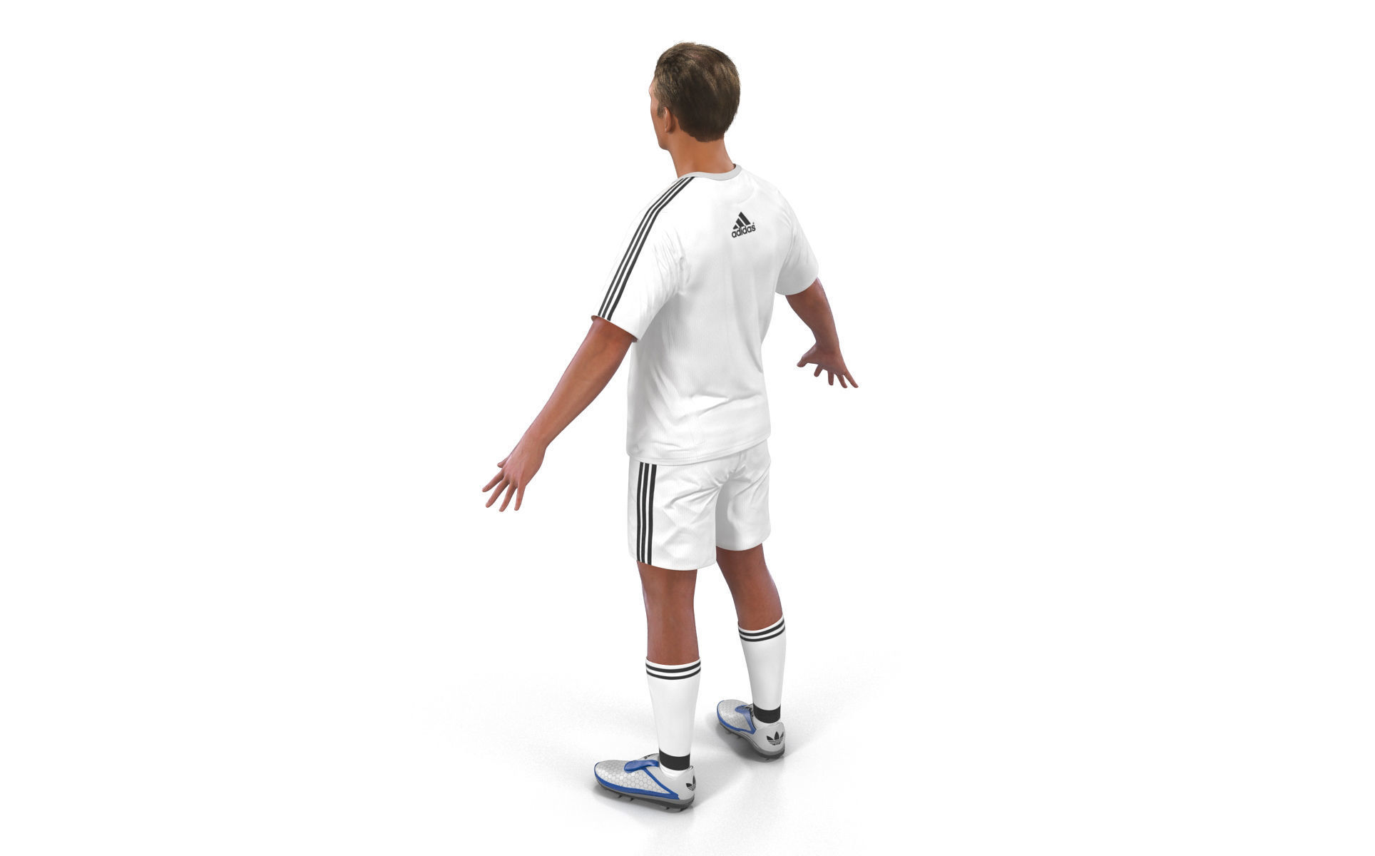 Soccer Player Real Madrid with Hair 3D model_5