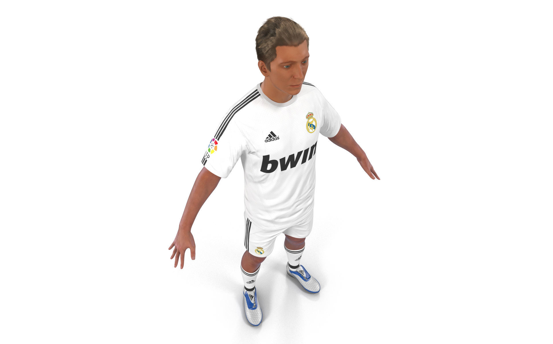 Soccer Player Real Madrid with Hair 3D model_10