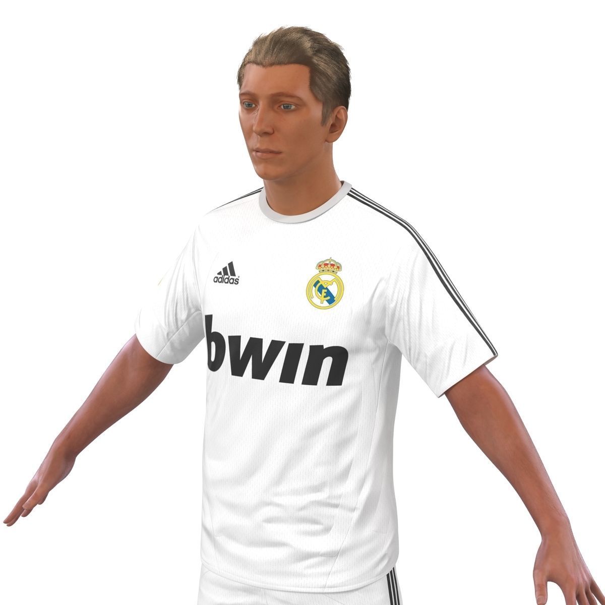 Soccer Player Real Madrid with Hair 3D model_11